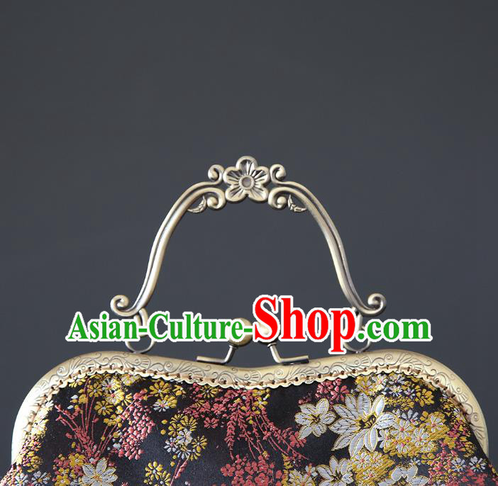 Chinese Traditional Fragrans Pattern Black Brocade Bag Handmade Cheongsam Handbag for Women Chinese Traditional Fragrans Pattern Black Brocade Bag Handmade Cheongsam Handbag for Women