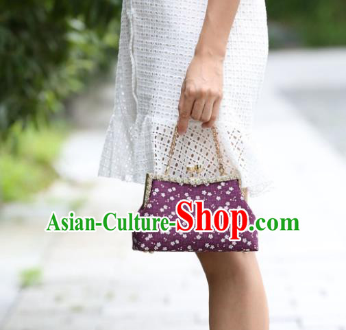Chinese Traditional Flowers Pattern Purple Bag Handmade Cheongsam Handbag for Women Chinese Traditional Flowers Pattern Purple Bag Handmade Cheongsam Handbag for Women