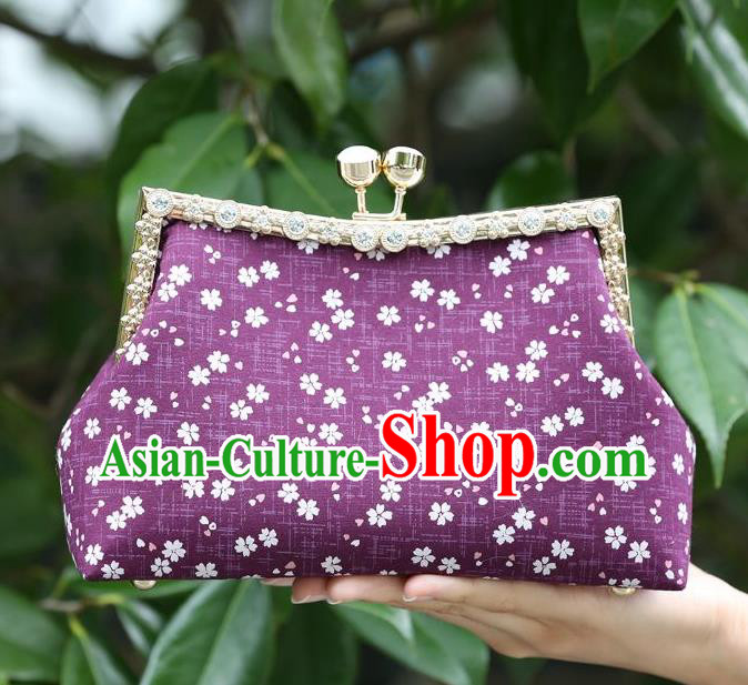 Chinese Traditional Flowers Pattern Purple Bag Handmade Cheongsam Handbag for Women Chinese Traditional Flowers Pattern Purple Bag Handmade Cheongsam Handbag for Women