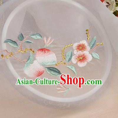 Chinese Traditional Embroidered Peach Flower White Chiffon Applique Accessories Embroidery Patch
