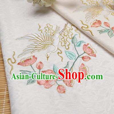 Chinese Traditional Embroidered Begonia Egret White Silk Applique Accessories Embroidery Patch