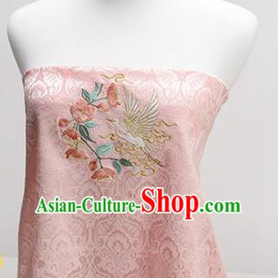 Chinese Traditional Embroidered Begonia Egret Pink Silk Applique Accessories Embroidery Patch