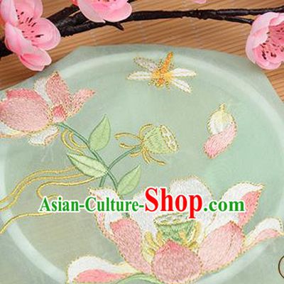 Chinese Traditional Embroidered Lotus Light Green Chiffon Applique Accessories Embroidery Patch