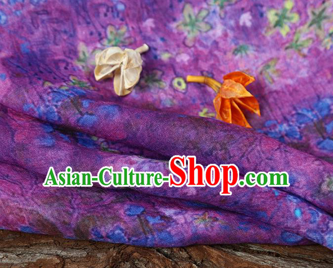 Chinese Traditional Flowers Design Pattern Purple Ramie Fabric Cheongsam Ramee Drapery Chinese Traditional Flowers Design Pattern Purple Ramie Fabric Cheongsam Ramee Drapery