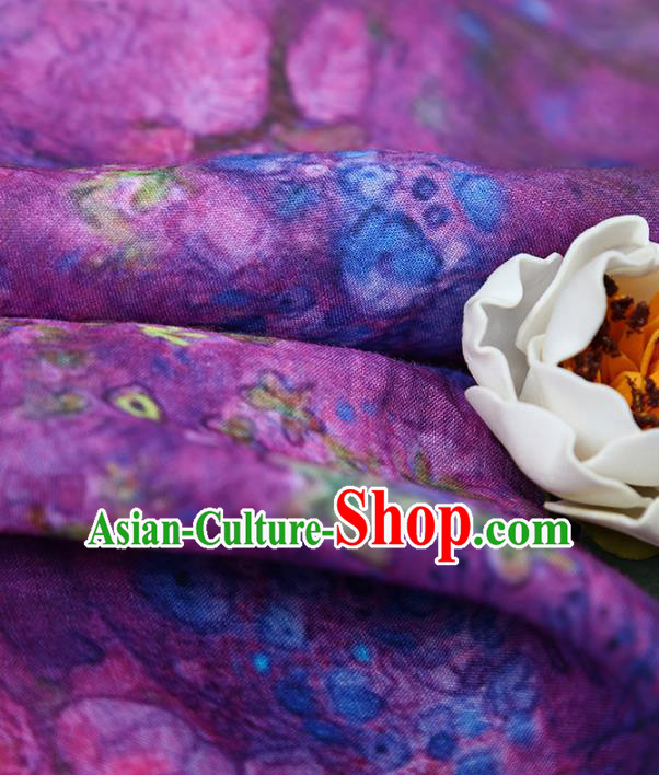 Chinese Traditional Flowers Design Pattern Purple Ramie Fabric Cheongsam Ramee Drapery Chinese Traditional Flowers Design Pattern Purple Ramie Fabric Cheongsam Ramee Drapery