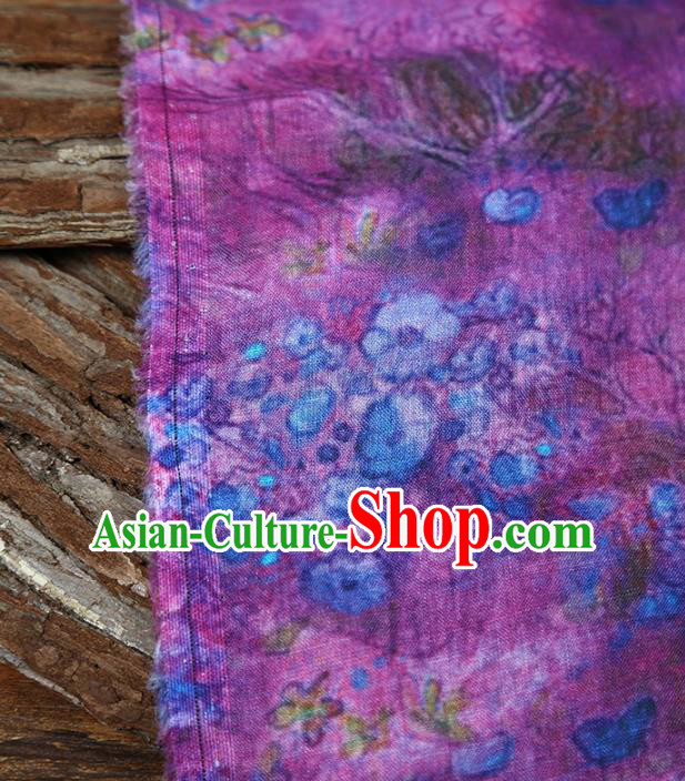 Chinese Traditional Flowers Design Pattern Purple Ramie Fabric Cheongsam Ramee Drapery Chinese Traditional Flowers Design Pattern Purple Ramie Fabric Cheongsam Ramee Drapery