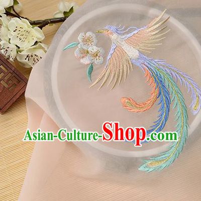 Chinese Traditional Embroidered Phoenix Orange Chiffon Applique Accessories Embroidery Patch