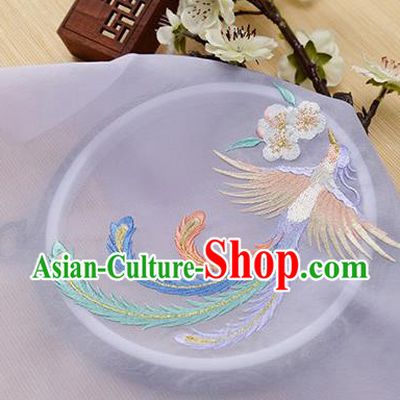 Chinese Traditional Embroidered Phoenix Lilac Chiffon Applique Accessories Embroidery Patch