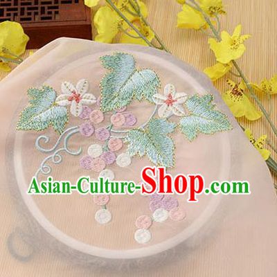 Chinese Traditional Embroidered Grape Leaf Orange Chiffon Applique Accessories Embroidery Patch