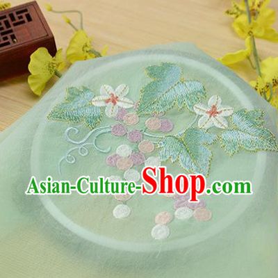Chinese Traditional Embroidered Grape Leaf Light Green Chiffon Applique Accessories Embroidery Patch