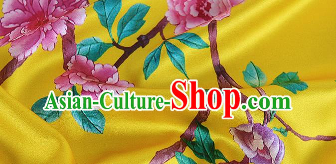 Chinese Classical Hibiscus Pattern Design Golden Silk Fabric Asian Traditional Hanfu Mulberry Silk Material Chinese Classical Hibiscus Pattern Design Golden Silk Fabric Asian Traditional Hanfu Mulberry Silk Material