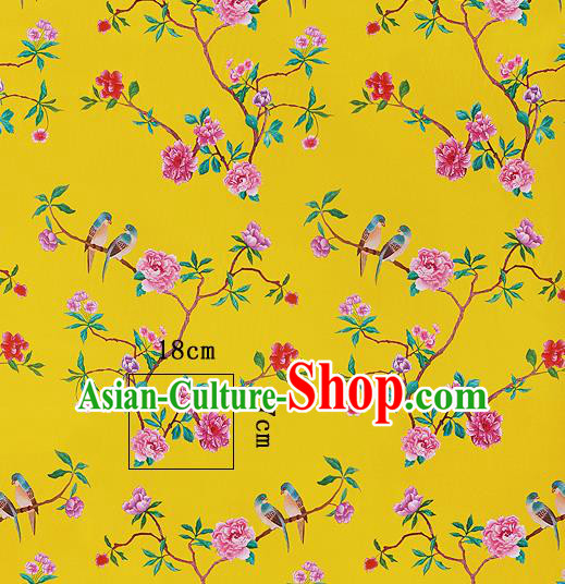 Chinese Classical Hibiscus Pattern Design Golden Silk Fabric Asian Traditional Hanfu Mulberry Silk Material Chinese Classical Hibiscus Pattern Design Golden Silk Fabric Asian Traditional Hanfu Mulberry Silk Material