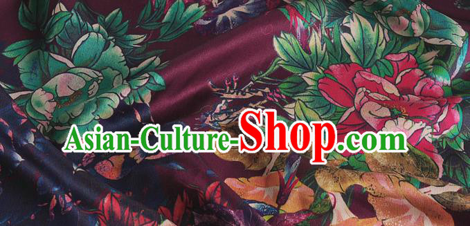 Chinese Classical Peony Pattern Design Purple Silk Fabric Asian Traditional Hanfu Mulberry Silk Material Chinese Classical Peony Pattern Design Purple Silk Fabric Asian Traditional Hanfu Mulberry Silk Material