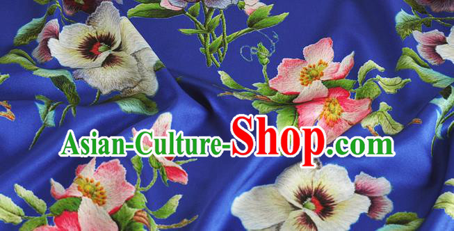 Chinese Classical Phalaenopsis Pattern Design Royalblue Silk Fabric Asian Traditional Hanfu Mulberry Silk Material Chinese Classical Phalaenopsis Pattern Design Royalblue Silk Fabric Asian Traditional Hanfu Mulberry Silk Material