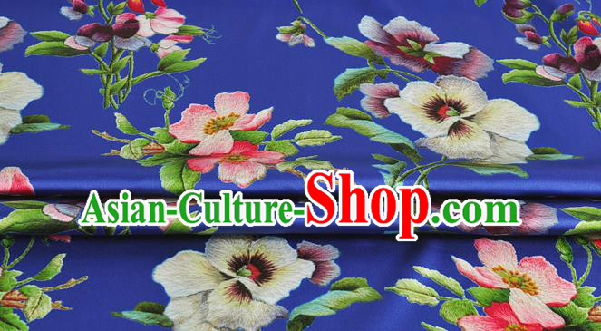 Chinese Classical Phalaenopsis Pattern Design Royalblue Silk Fabric Asian Traditional Hanfu Mulberry Silk Material Chinese Classical Phalaenopsis Pattern Design Royalblue Silk Fabric Asian Traditional Hanfu Mulberry Silk Material