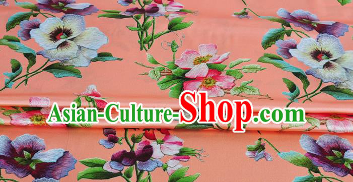 Chinese Classical Phalaenopsis Pattern Design Orange Silk Fabric Asian Traditional Hanfu Mulberry Silk Material Chinese Classical Phalaenopsis Pattern Design Orange Silk Fabric Asian Traditional Hanfu Mulberry Silk Material