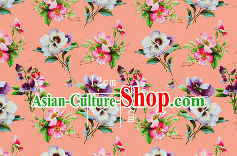 Chinese Classical Phalaenopsis Pattern Design Orange Silk Fabric Asian Traditional Hanfu Mulberry Silk Material Chinese Classical Phalaenopsis Pattern Design Orange Silk Fabric Asian Traditional Hanfu Mulberry Silk Material