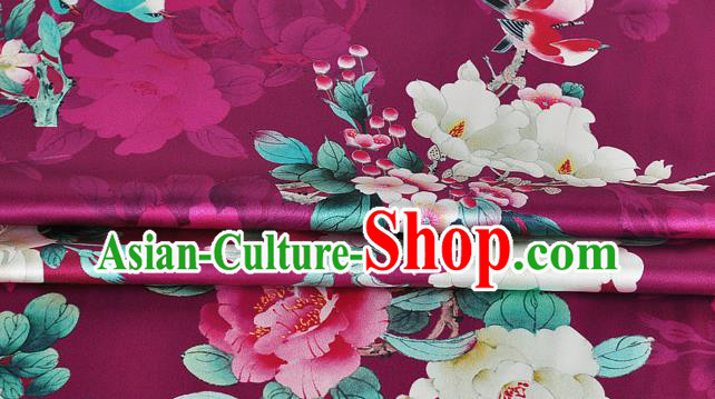 Chinese Classical Magnolia Pattern Design Purple Silk Fabric Asian Traditional Hanfu Mulberry Silk Material Chinese Classical Magnolia Pattern Design Purple Silk Fabric Asian Traditional Hanfu Mulberry Silk Material