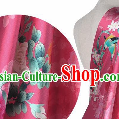 Chinese Classical Magnolia Pattern Design Peach Pink Silk Fabric Asian Traditional Hanfu Mulberry Silk Material
