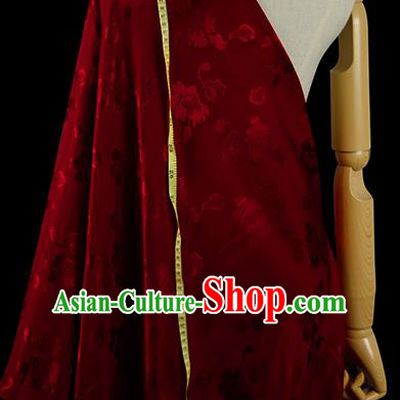 Chinese Classical Pattern Design Dark Red Silk Fabric Asian Traditional Hanfu Mulberry Silk Material