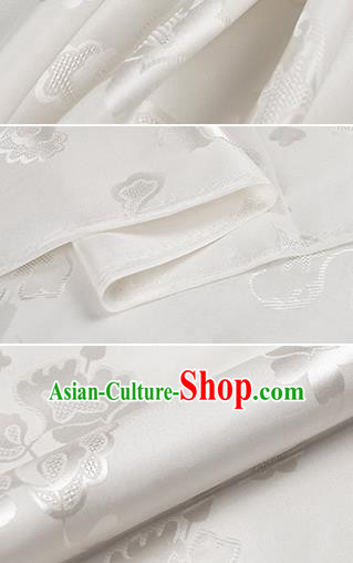 Chinese Classical Pattern Design White Silk Fabric Asian Traditional Hanfu Mulberry Silk Material Chinese Classical Pattern Design White Silk Fabric Asian Traditional Hanfu Mulberry Silk Material