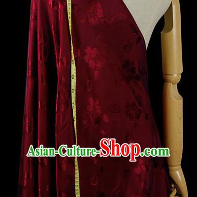 Chinese Classical Pattern Design Wine Red Silk Fabric Asian Traditional Hanfu Mulberry Silk Material