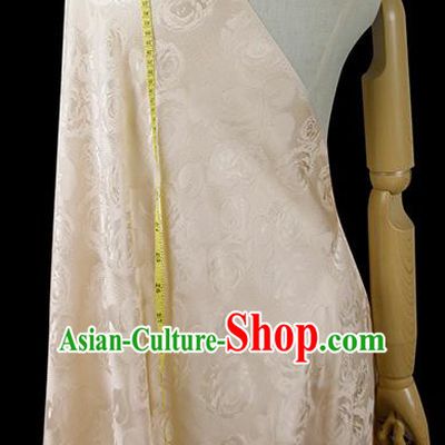 Chinese Classical Roses Pattern Design Champagne Silk Fabric Asian Traditional Hanfu Mulberry Silk Material