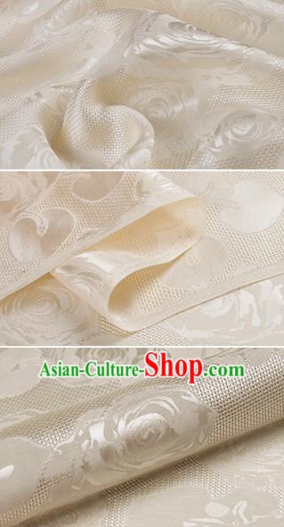 Chinese Classical Roses Pattern Design Champagne Silk Fabric Asian Traditional Hanfu Mulberry Silk Material Chinese Classical Roses Pattern Design Champagne Silk Fabric Asian Traditional Hanfu Mulberry Silk Material
