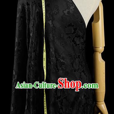 Chinese Classical Peony Pattern Design Black Silk Fabric Asian Traditional Hanfu Mulberry Silk Material