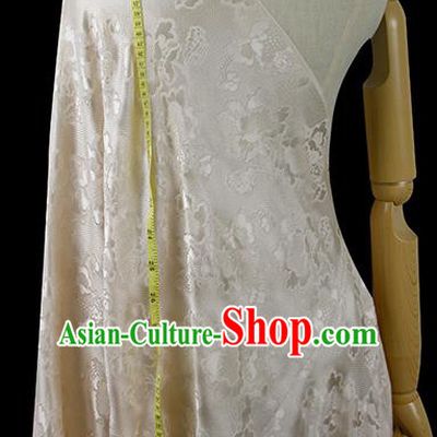 Chinese Classical Peony Pattern Design Champagne Silk Fabric Asian Traditional Hanfu Mulberry Silk Material