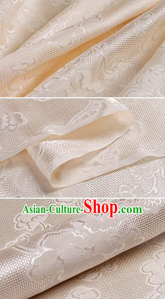 Chinese Classical Peony Pattern Design Champagne Silk Fabric Asian Traditional Hanfu Mulberry Silk Material Chinese Classical Peony Pattern Design Champagne Silk Fabric Asian Traditional Hanfu Mulberry Silk Material