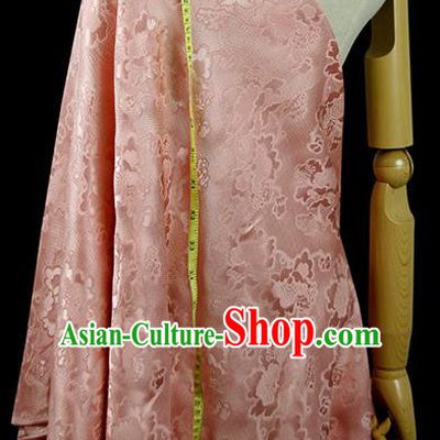 Chinese Classical Peony Pattern Design Pink Silk Fabric Asian Traditional Hanfu Mulberry Silk Material