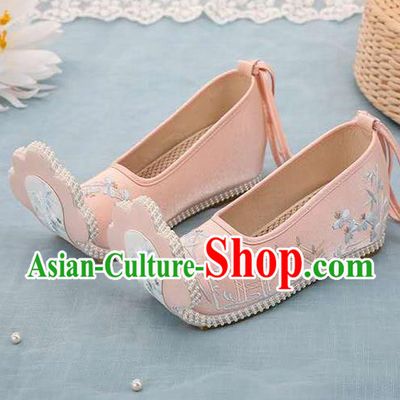 Chinese Pink Hanfu Shoes Women Shoes Opera Shoes Embroidered Shoes Princess Shoes