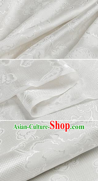 Chinese Classical Peony Pattern Design White Silk Fabric Asian Traditional Hanfu Mulberry Silk Material Chinese Classical Peony Pattern Design White Silk Fabric Asian Traditional Hanfu Mulberry Silk Material