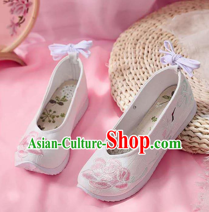 Chinese Embroidered Peony White Shoes Hanfu Shoes Women Shoes Opera Shoes Princess Shoes Chinese Embroidered Peony White Shoes Hanfu Shoes Women Shoes Opera Shoes Princess Shoes