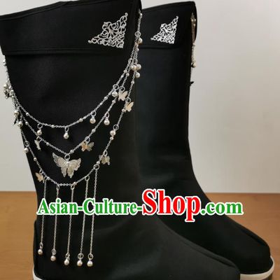 Traditional Chinese The Untamed Swordsman Black Boots Kung Fu Boots Opera Shoes Hanfu Shoes for Men