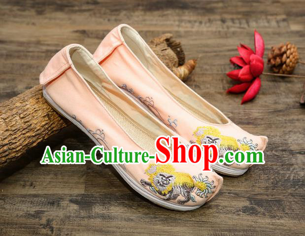 Chinese Embroidered Lion Pink Shoes Hanfu Shoes Women Shoes Opera Shoes Princess Shoes Chinese Embroidered Lion Pink Shoes Hanfu Shoes Women Shoes Opera Shoes Princess Shoes