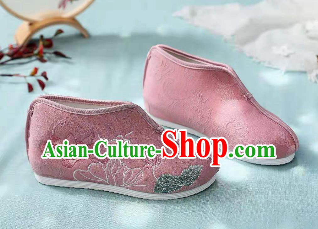 Chinese Pink Embroidered Lotus Shoes Hanfu Shoes Women Shoes Opera Shoes Princess Shoes Chinese Pink Embroidered Lotus Shoes Hanfu Shoes Women Shoes Opera Shoes Princess Shoes