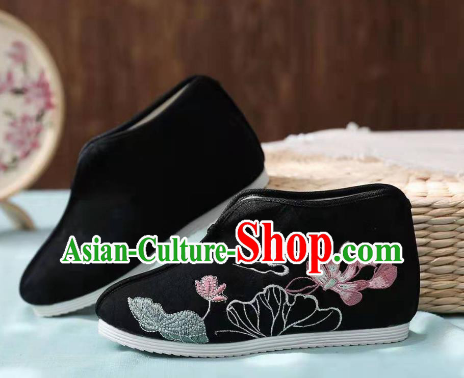 Chinese Black Embroidered Lotus Shoes Hanfu Shoes Women Shoes Opera Shoes Princess Shoes Chinese Black Embroidered Lotus Shoes Hanfu Shoes Women Shoes Opera Shoes Princess Shoes