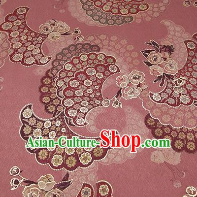 Chinese Classical Paeonia Lactiflora Pattern Design Pink Brocade Fabric Asian Traditional Hanfu Satin Material
