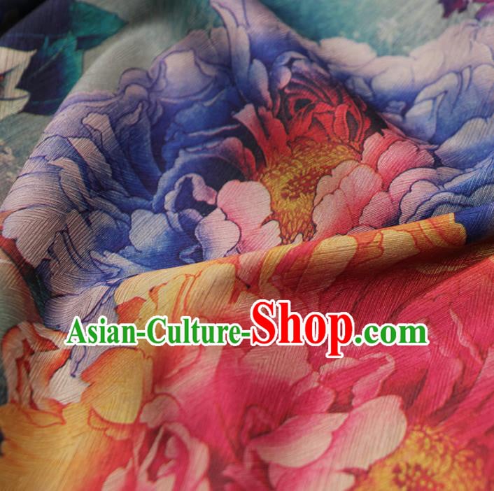 Chinese Classical Peony Pattern Design Brocade Fabric Asian Traditional Hanfu Satin Material