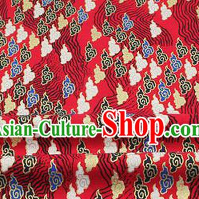 Chinese Classical Clouds Pattern Design Red Brocade Fabric Asian Traditional Hanfu Satin Material
