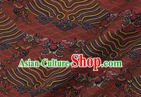 Chinese Classical Waves Pattern Design Brown Silk Fabric Asian Traditional Hanfu Mulberry Silk Material