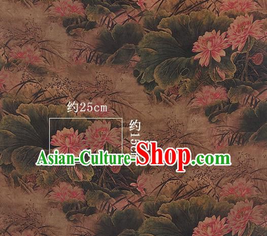 Chinese Classical Lotus Pattern Design Atrovirens Silk Fabric Asian Traditional Hanfu Mulberry Silk Material Chinese Classical Lotus Pattern Design Atrovirens Silk Fabric Asian Traditional Hanfu Mulberry Silk Material
