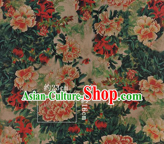 Chinese Classical Peony Pattern Design Atrovirens Silk Fabric Asian Traditional Hanfu Mulberry Silk Material Chinese Classical Peony Pattern Design Atrovirens Silk Fabric Asian Traditional Hanfu Mulberry Silk Material