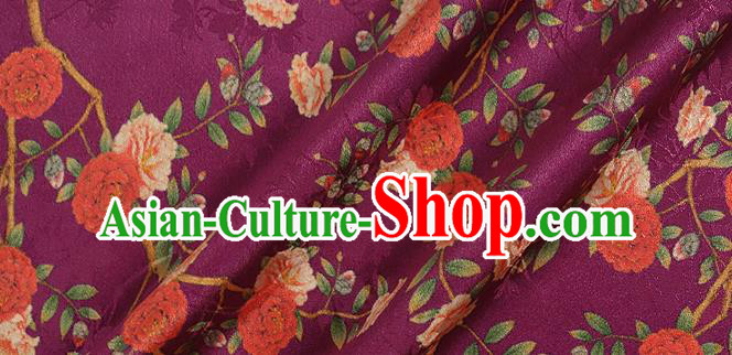 Chinese Classical Roses Pattern Design Purple Silk Fabric Asian Traditional Hanfu Mulberry Silk Material Chinese Classical Roses Pattern Design Purple Silk Fabric Asian Traditional Hanfu Mulberry Silk Material