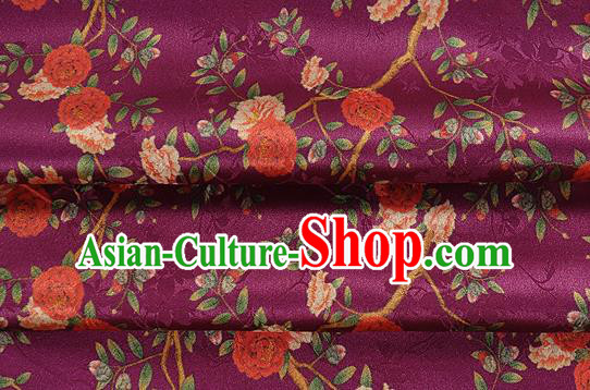 Chinese Classical Roses Pattern Design Purple Silk Fabric Asian Traditional Hanfu Mulberry Silk Material Chinese Classical Roses Pattern Design Purple Silk Fabric Asian Traditional Hanfu Mulberry Silk Material