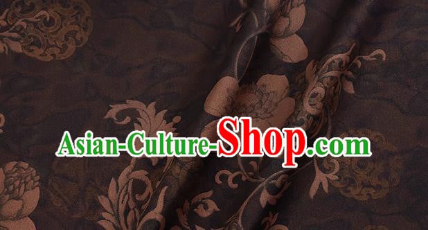 Chinese Classical Pattern Design Brown Silk Fabric Asian Traditional Hanfu Mulberry Silk Material Chinese Classical Pattern Design Brown Silk Fabric Asian Traditional Hanfu Mulberry Silk Material