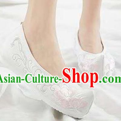 Chinese Hanfu White Shoes Women Shoes Opera Shoes Embroidered Shoes Princess Shoes