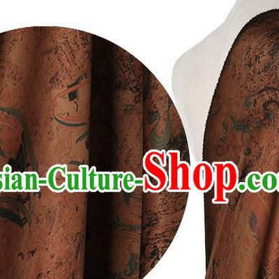 Chinese Classical Flying Apsaras Pattern Design Brown Silk Fabric Asian Traditional Hanfu Mulberry Silk Material